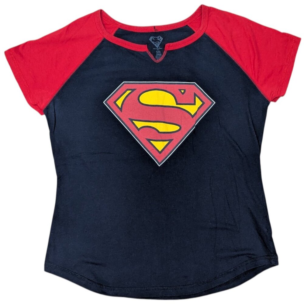 DC Comics Superman Logo Raglan T-Shirt Junior XL (15/17) 100% Cotton